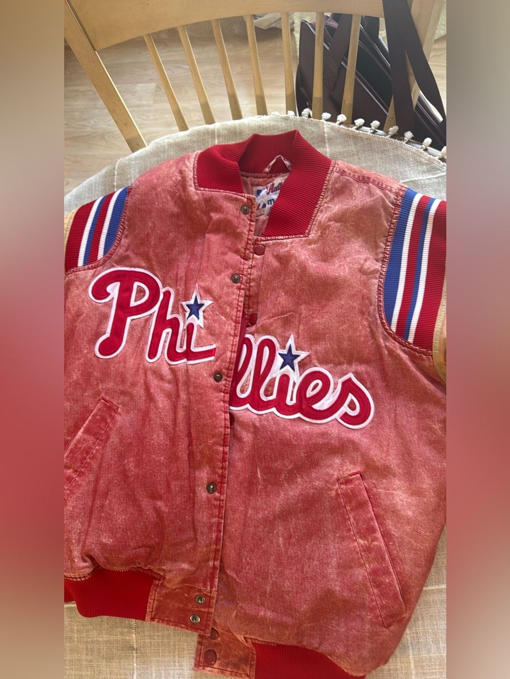 Phillies Red Varsity-Style Bomber Jacket